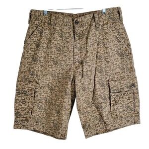 Vtg Levis Camo Cargo Shorts Jort Mens 34 Tan Green Hi Rise Utility (33x11)